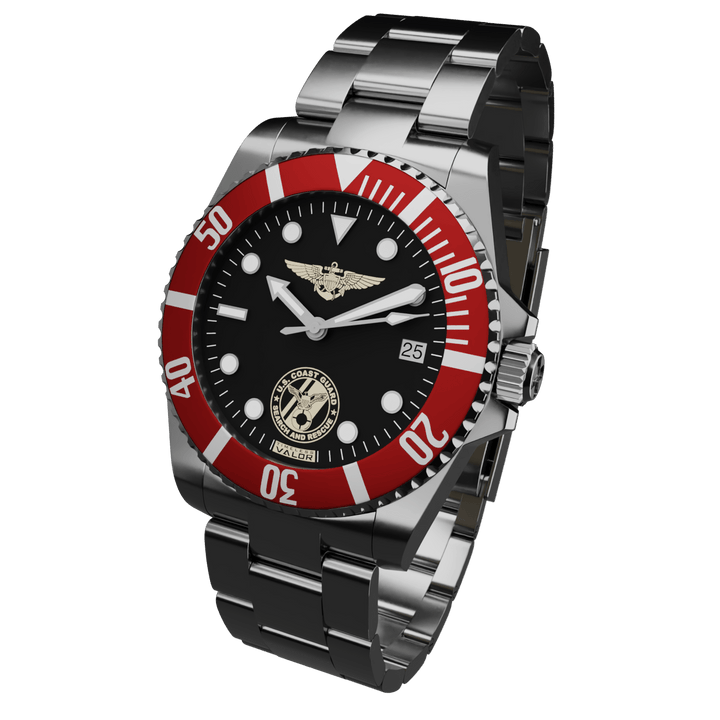 rescue watch top gear National Police Association / Classic 42mm Stainless w/ Leather / Red